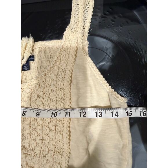 American Eagle Cropped Crochet Tank Top Boho Size Small Chic Cream - Picture 3 of 8
